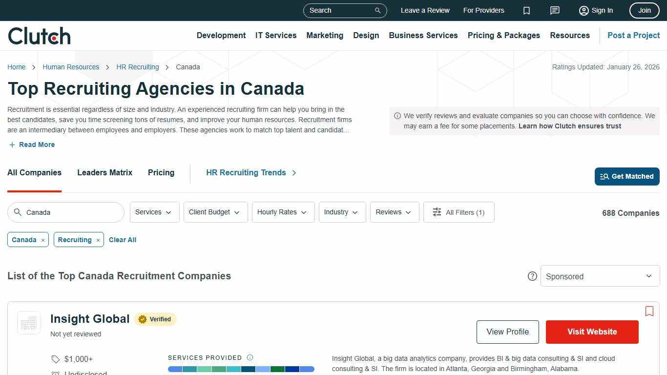 Top Recruiting Agencies in Canada - Jan 2026 Rankings Clutch.co
